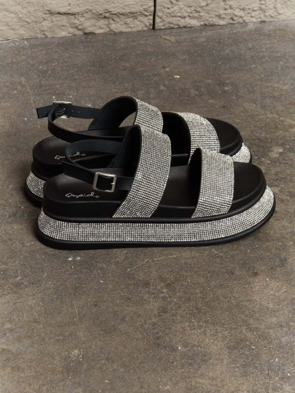 NWT Qupid Shine On Platform Rhinestone Slingback Sandal